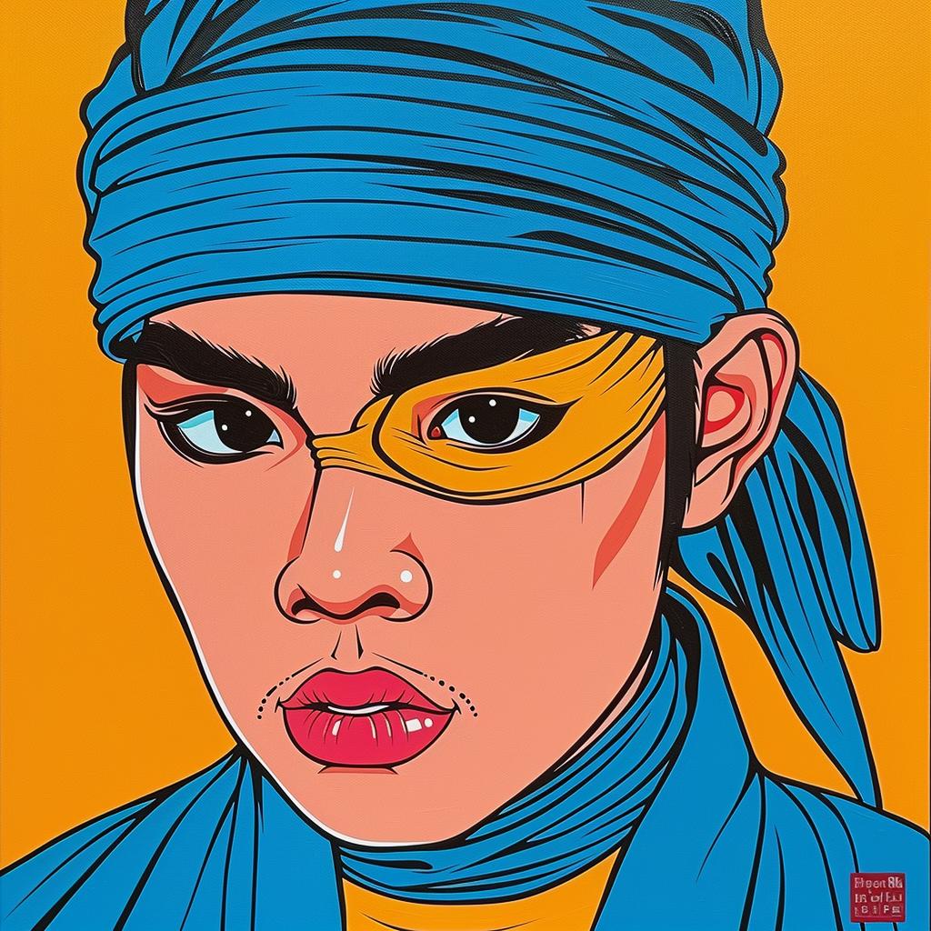رسم رجل نينجا يرتدي غطاء رأس أزرق، صورة فنية، شخصية منمقة، حركة 1023886