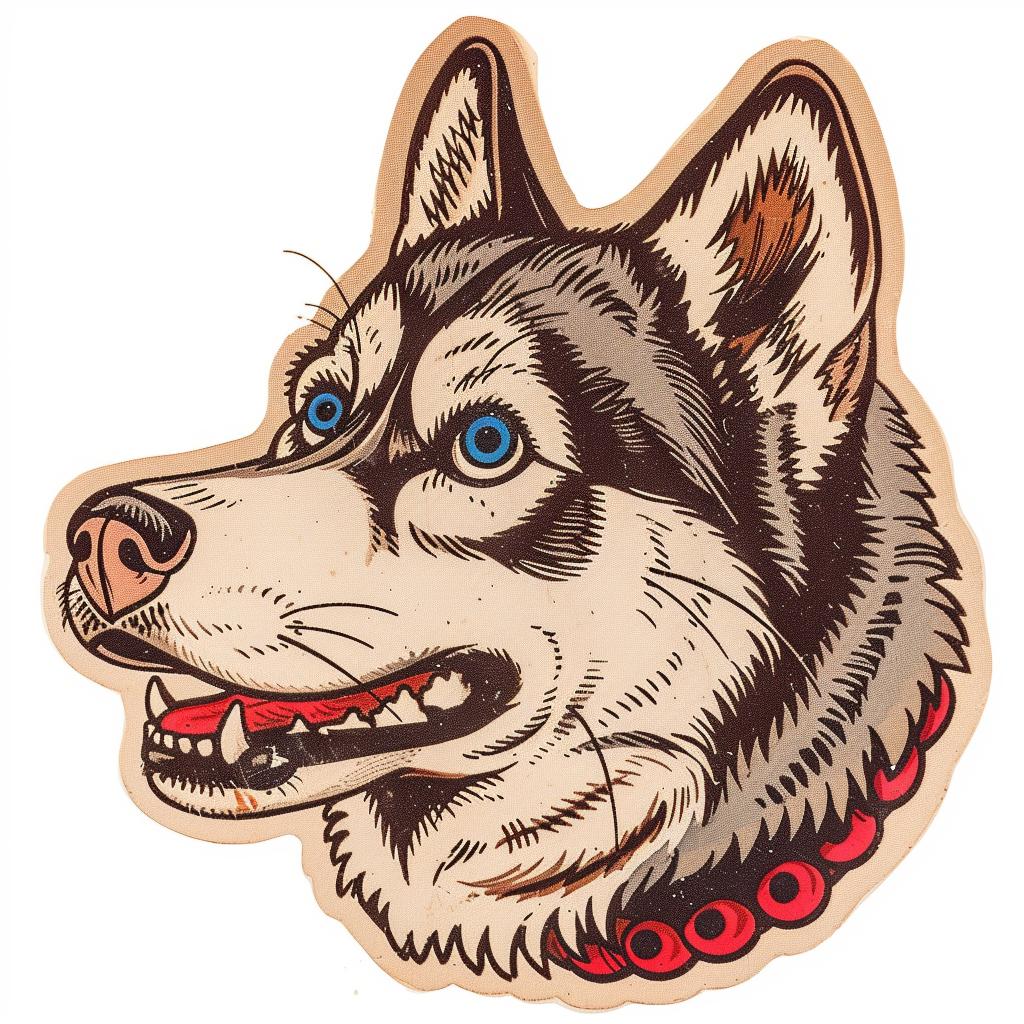 husky  dog  portrait  blue  eyes  sticker  animal  realistic  cute  wooden 942907