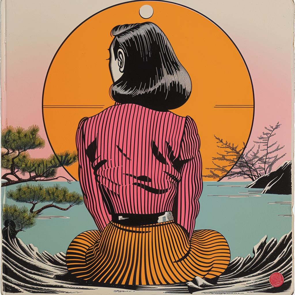 woman  rock  sun  background  japanese  minimalism  horror  novels  art  illustration 1020811