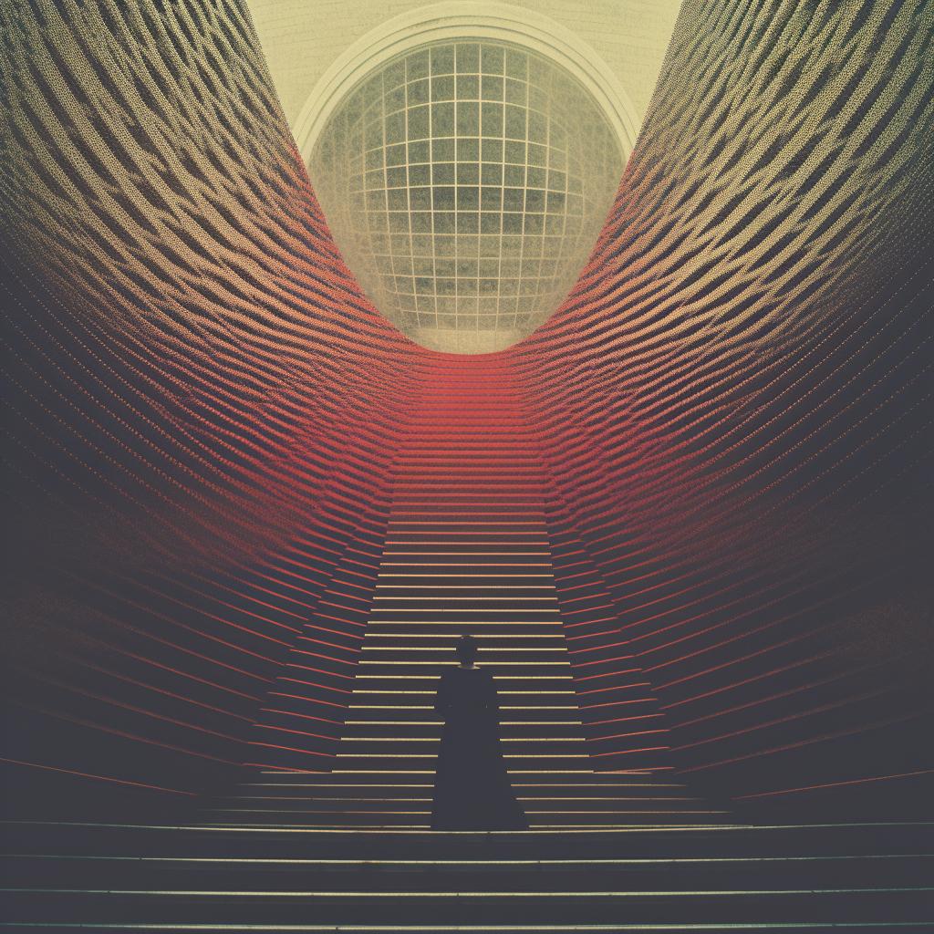 man  stairs  red  light  photography  D.C.  collage  absurdism  halftone  art 1020935