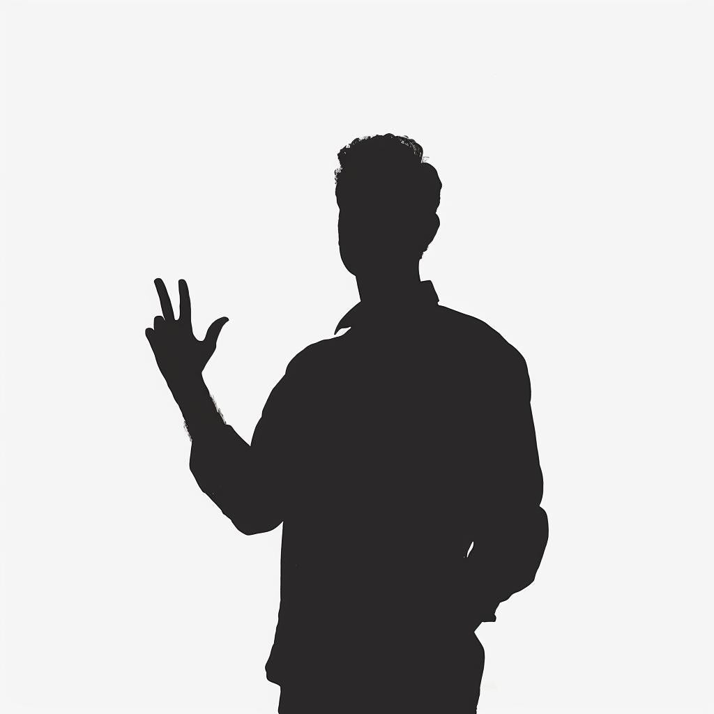 صورة ظلية لغة الإشارة الأمريكية، رجل، سلام، رسم توضيحي أسود، خلفية بيضاء، إيماءة 954088