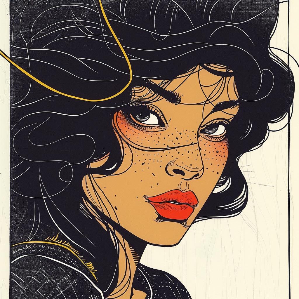 Pop  Art  model  afro  hair  woman  Patrick  Nagel  illustration  white 938292