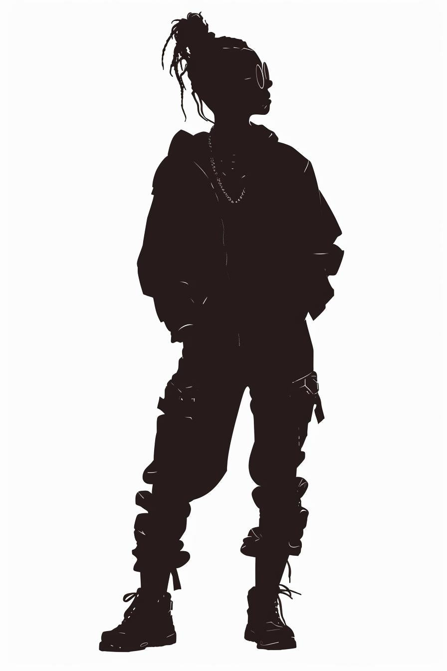 صورة ظلية رجل هودي بنطال أبيض متجه حضري غير رسمي بسيط SVG 954419