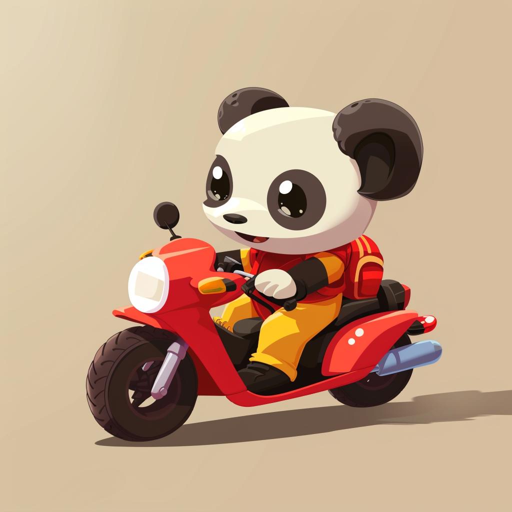 panda  motorcycle  cartoon  kawaii  cute  animal  whimsical  playful  character  fun 939793