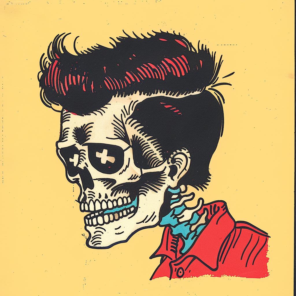 poster  skull  red  shirt  tattoo  vintage  comic  illustration  bold  art 919669