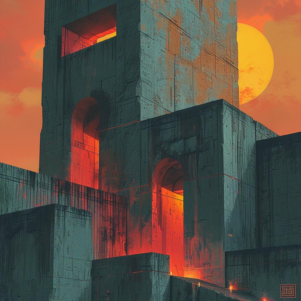 surreal  album  cover  introspective  occult  technicolor  lighting  building  naturalistic  terror 974294