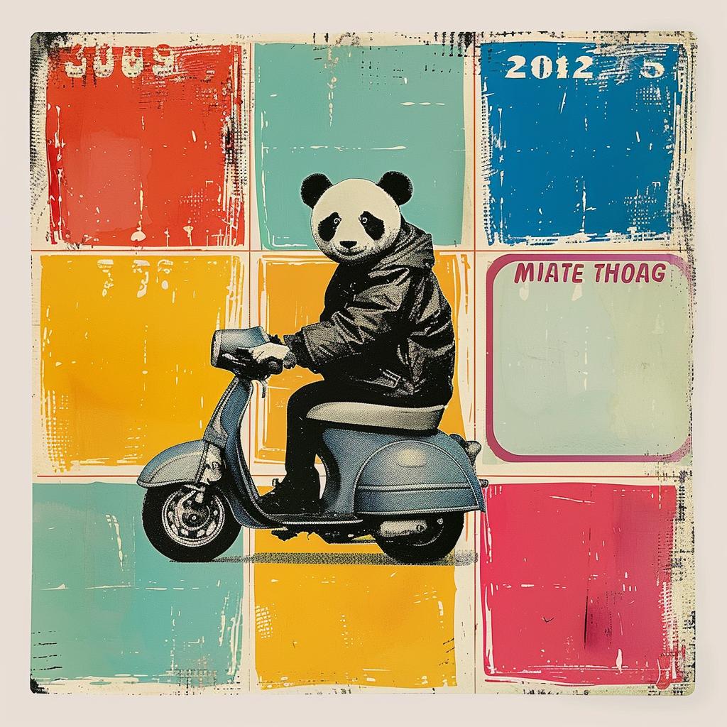 panda  moped  funny  graphic  illustration  sign  whimsical  humor  art  design 1015563