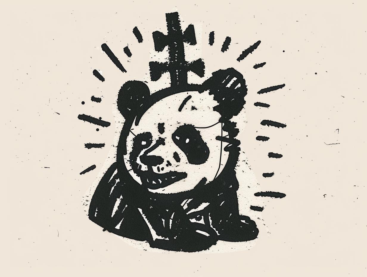 panda  tattoo  Sailor  Jerry  vintage  comic  black  white  illustration  1950s 919359