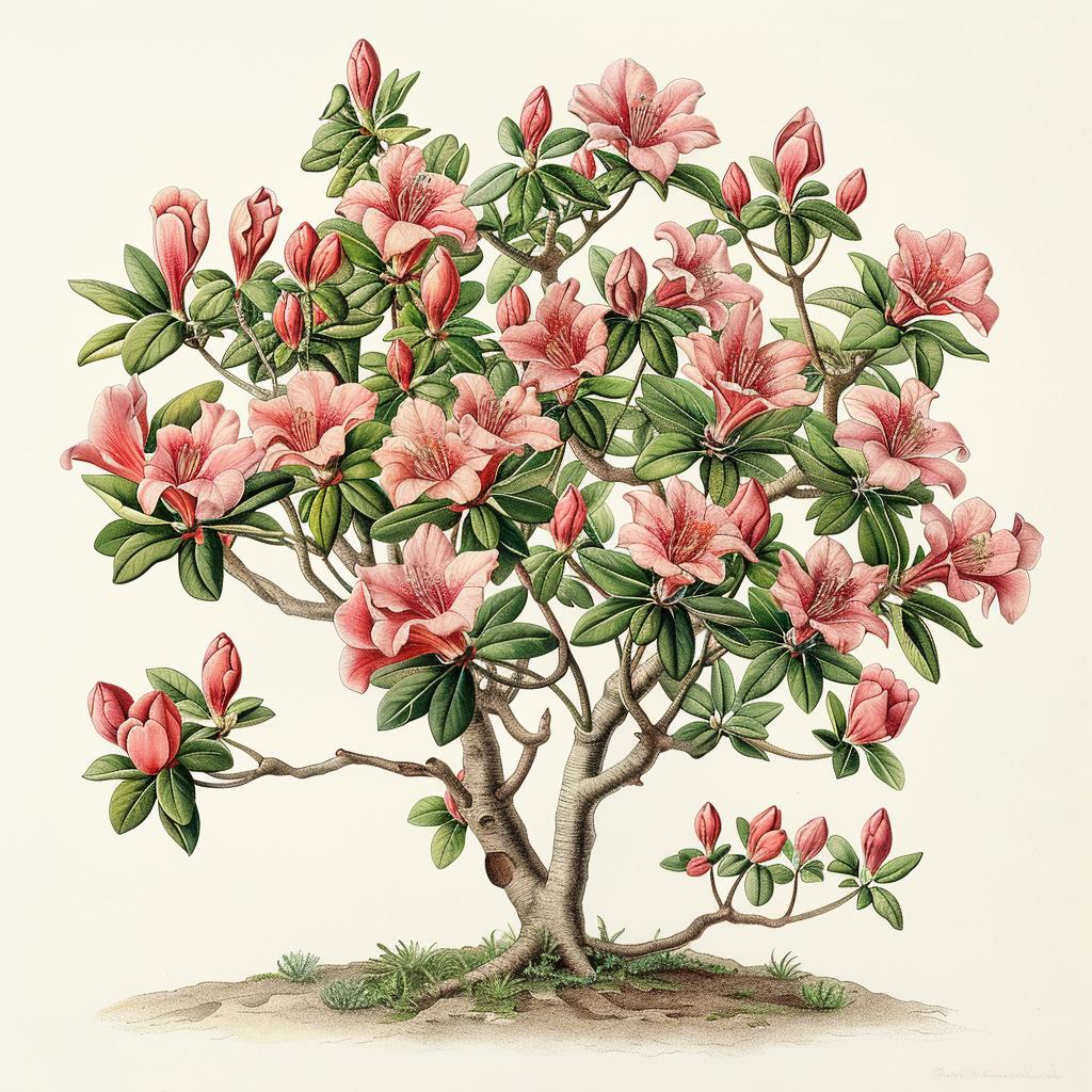 illustration  azaleas  flowers  pink  botanical  artwork  stylized  nature  vivid  white 971459