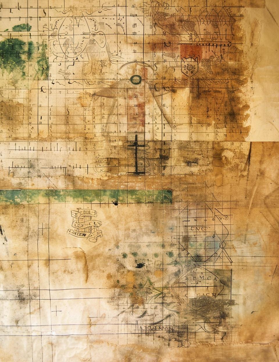 vintage  ledger  paper  drawing  building  stained  faded  medieval  illuminati  symbology 961871