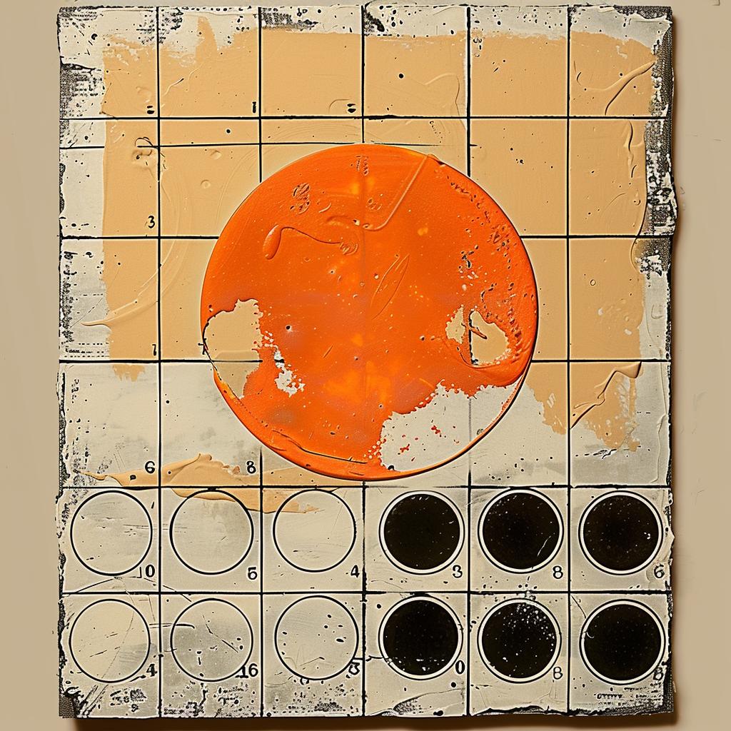 encaustic  impasto  palette-knife  orange  circle  background  simple  stylized  artwork  color 1015401