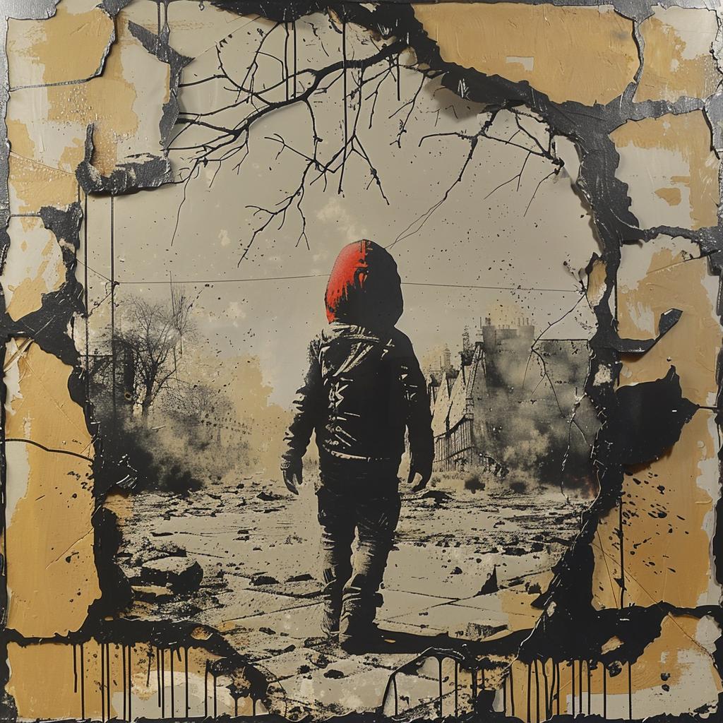 surreal  album  cover  hyper-realistic  screenprinting  hole  ground  man  red  hat 960388