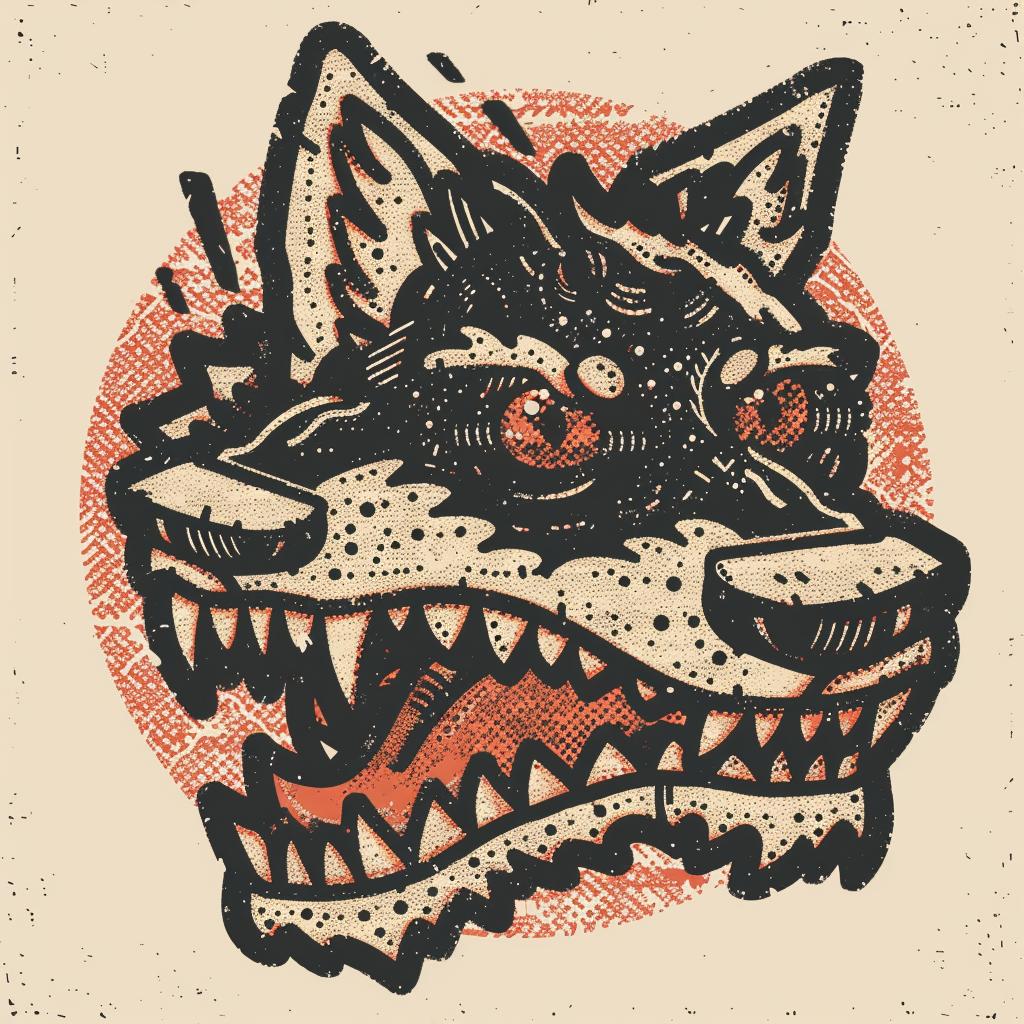 symmetrical  saber-tooth  wolf  mythology  red  eyes  badge  design  nychos  occult 932844