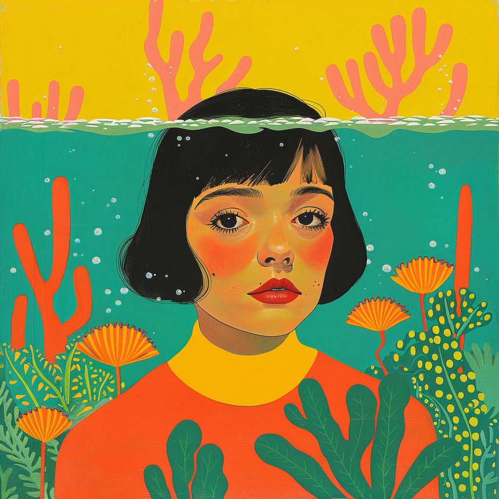 surreal  underwater  latina  painting  albumcover  JoanCornella  creative  girl  plants  colorful 1016931