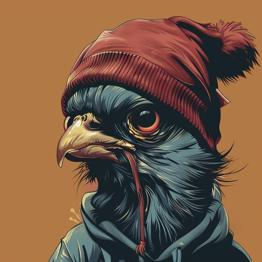 bird  hoodie  hat  street  culture  minimal  bold  vibrant  urban  illustration 959320