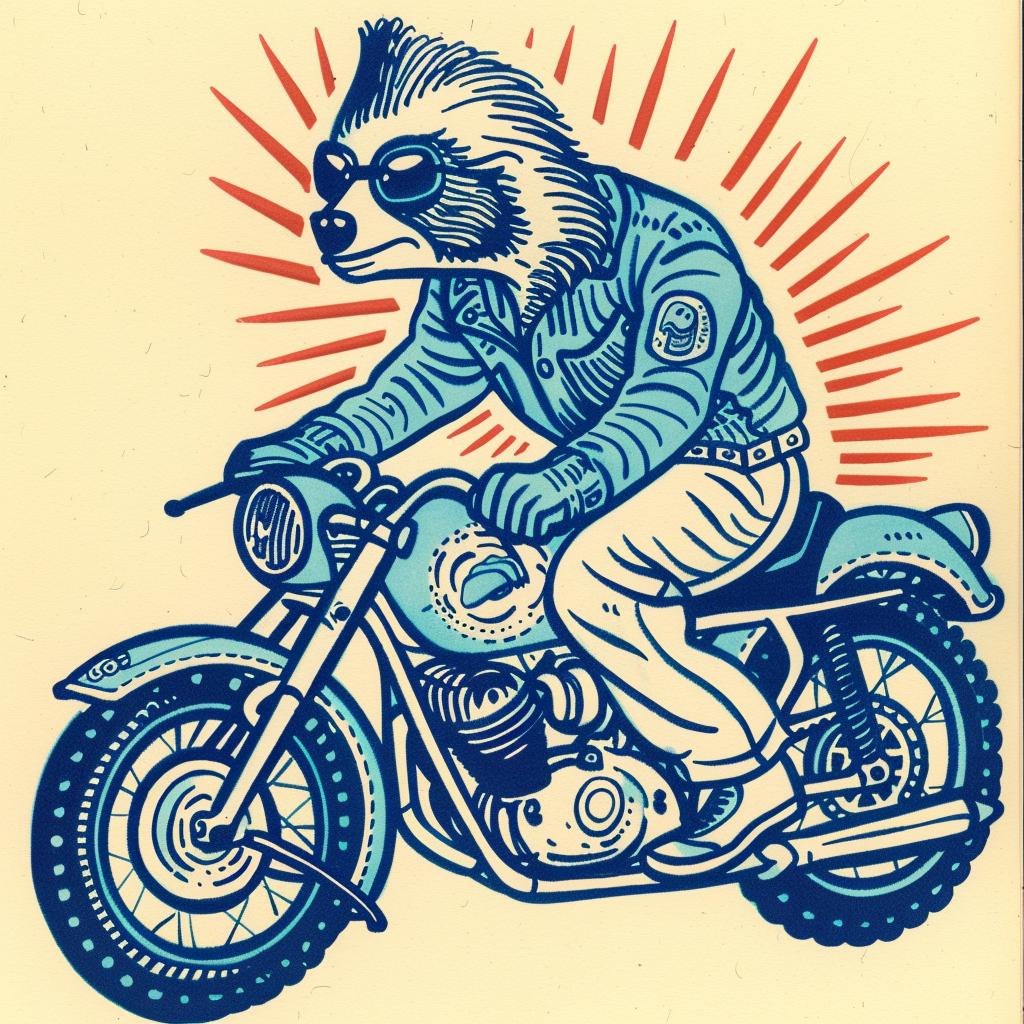 anthropomorphic  raccoon  motorcycle  phrase  vibrant  cartoon  playful  whimsical  funny  quirky 941072