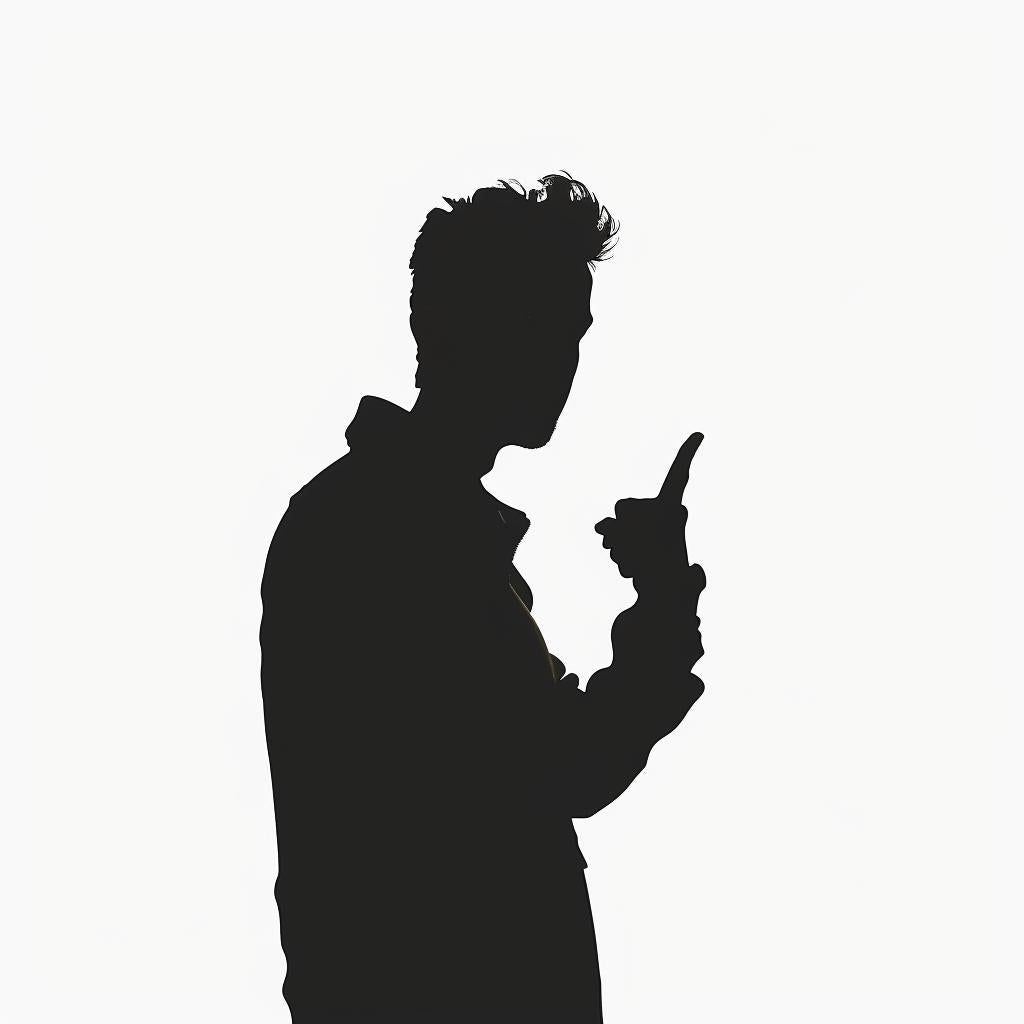 silhouette  man  American  Sign  Language  pointing  finger  illustration  black  white 954120