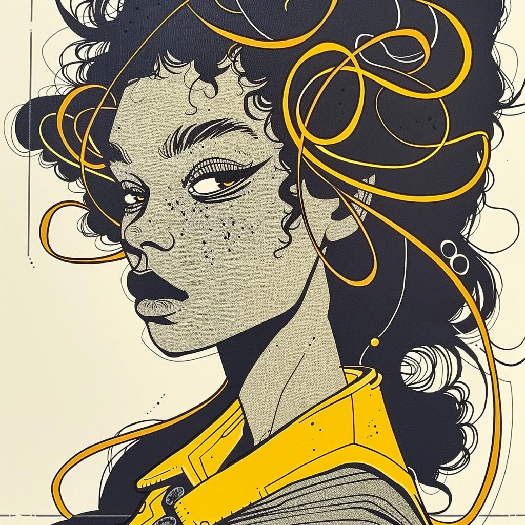 Pop  Art  model  afro  hair  woman  Patrick  Nagel  illustration  white 938296