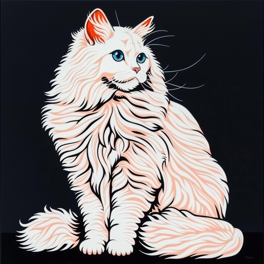cat  white  blue  painting  feline  realistic  pet  animal  portrait  cute 972089
