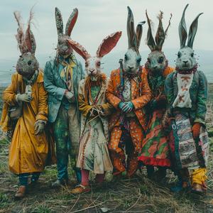 bunny  costumes  walking  festival  horror  joy  colorful  energy  creatures  playful 1077366