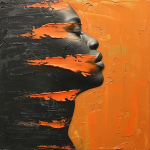 woman  encaustic  painting  black  orange  impasto  abstract  figure  bold  emotion 1066168