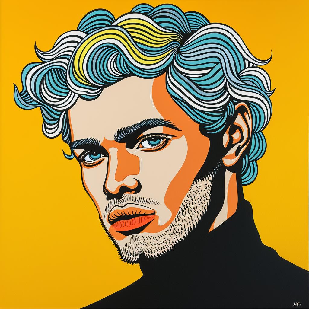 popart  portrait  man  bluehair  vibrant  expression  modern  creative  character  stylized 972766