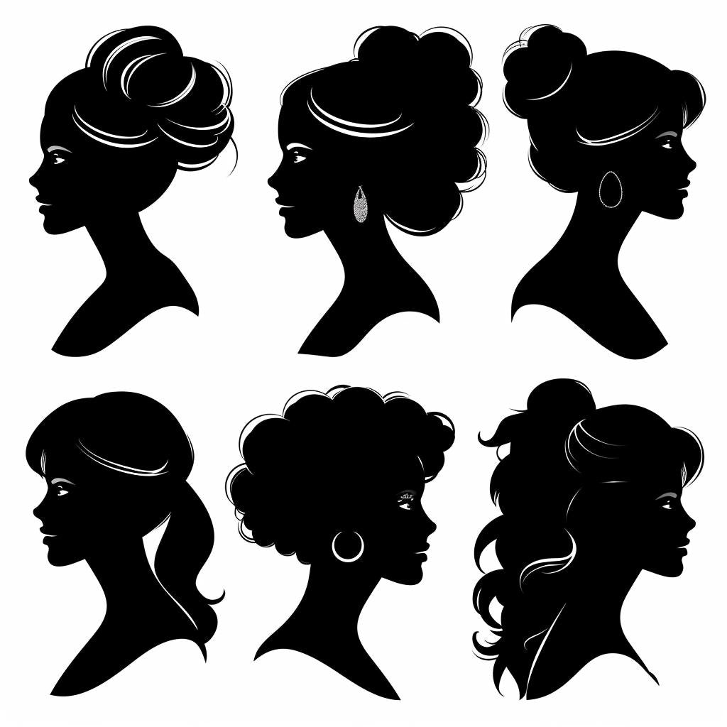 silhouette  hair  women  black  white  profile  vector  svg  styles  sheet 953370