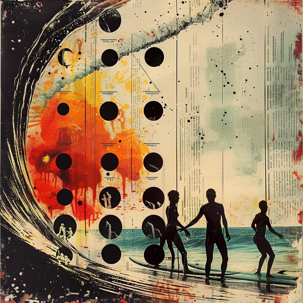 painting  people  surfboard  wave  photographic  collage  color  silhouettes  art  Rodchenko 952205