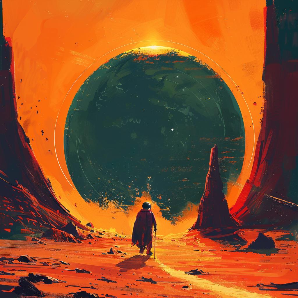 album  art  flowerpunk  desert  orange  cosmic  pulsar  wanderer  vibrant  sunset 941691