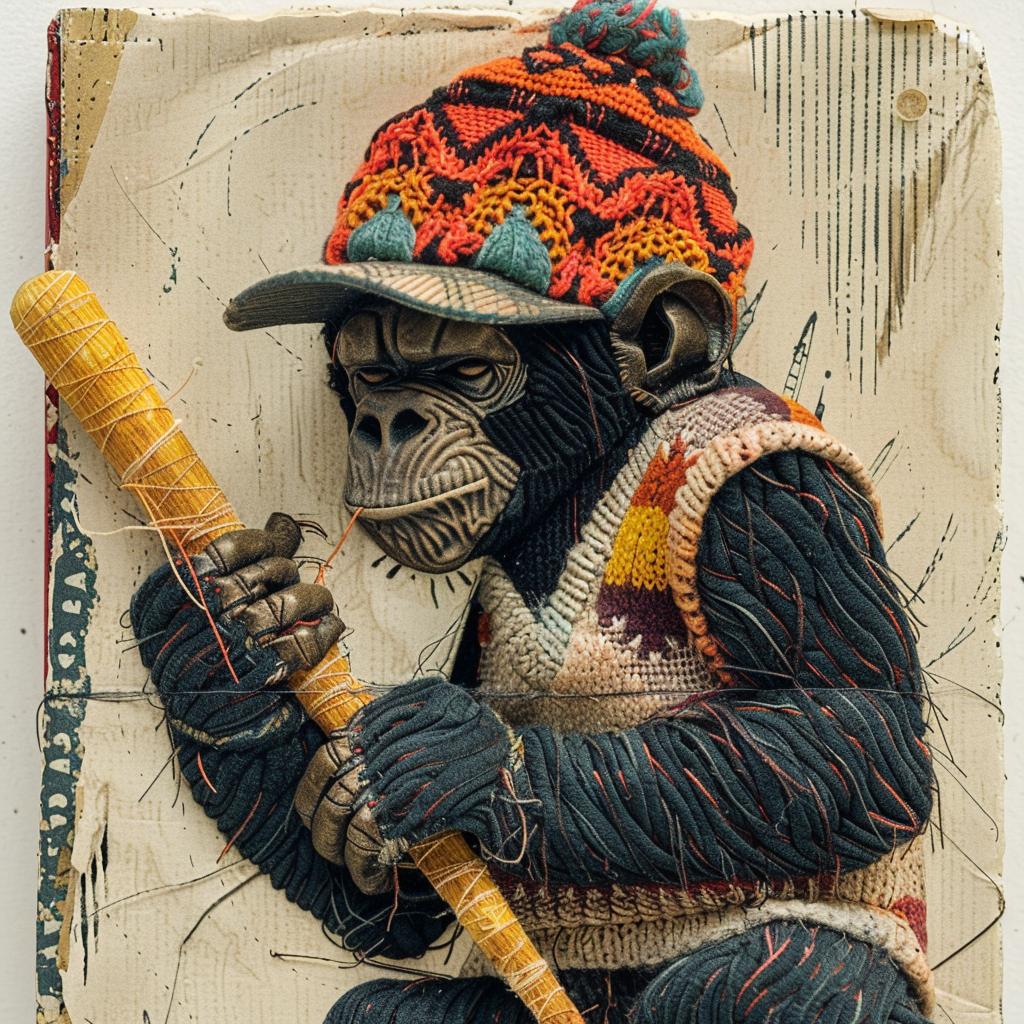 monkey  hat  baseball  bat  hip-hop  culture  minimal  quirky  playful  cartoon 959572