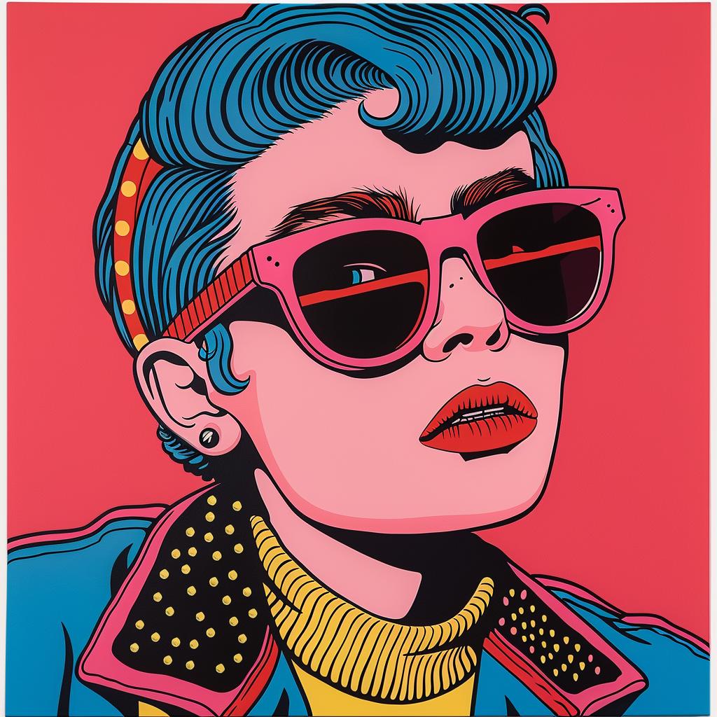album  cover  pop  art  painting  woman  sunglasses  stylized  colorful  design 1024737