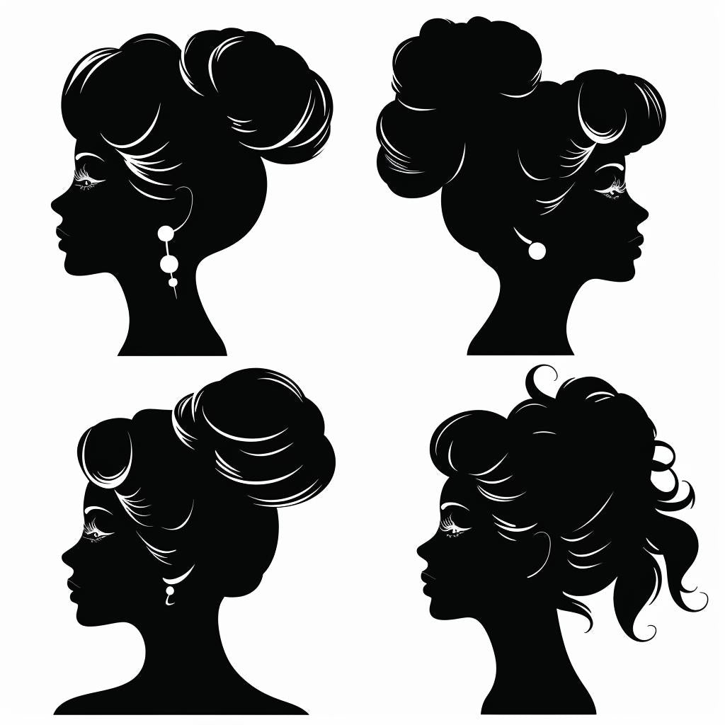 silhouette  heads  women  black  white  profile  vector  svg  hairstyles  sheet 953380