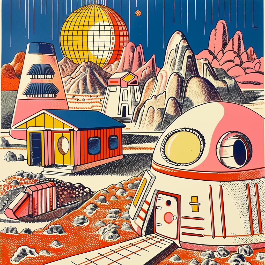 mars  space  station  spaceship  house  martian  cinematic  poster  colorful  illustration 959646