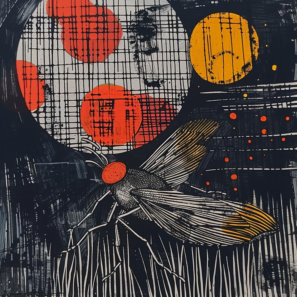 moth  orange  dots  painting  swampgrass  moonlight  fireflies  abstract  nature  details 936576
