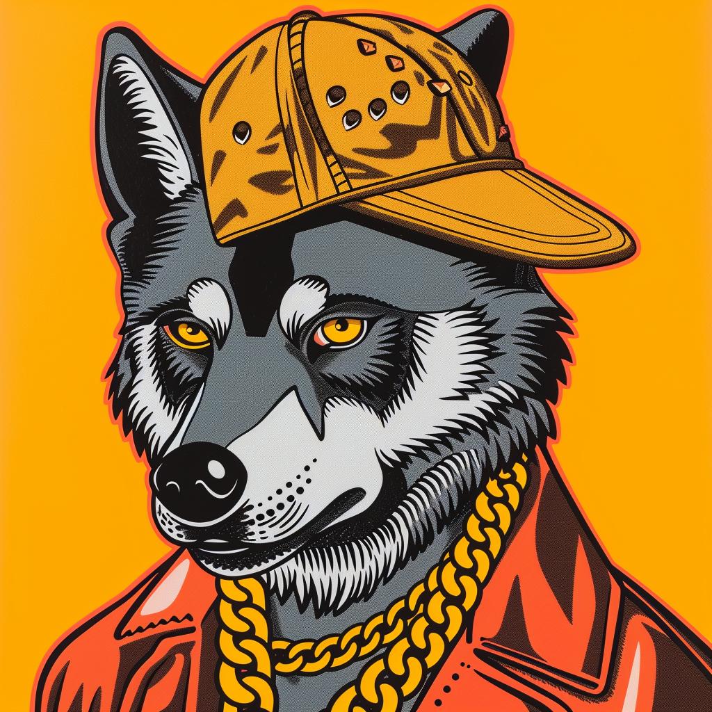 wolf  hat  chain  rapper  vibrant  urban  stylized  character  modern  furry 1022660