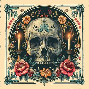skull  dayofthedead  candles  flowers  chromolithography  decorative  colorful  tradition  artsy  symbolic 1048613
