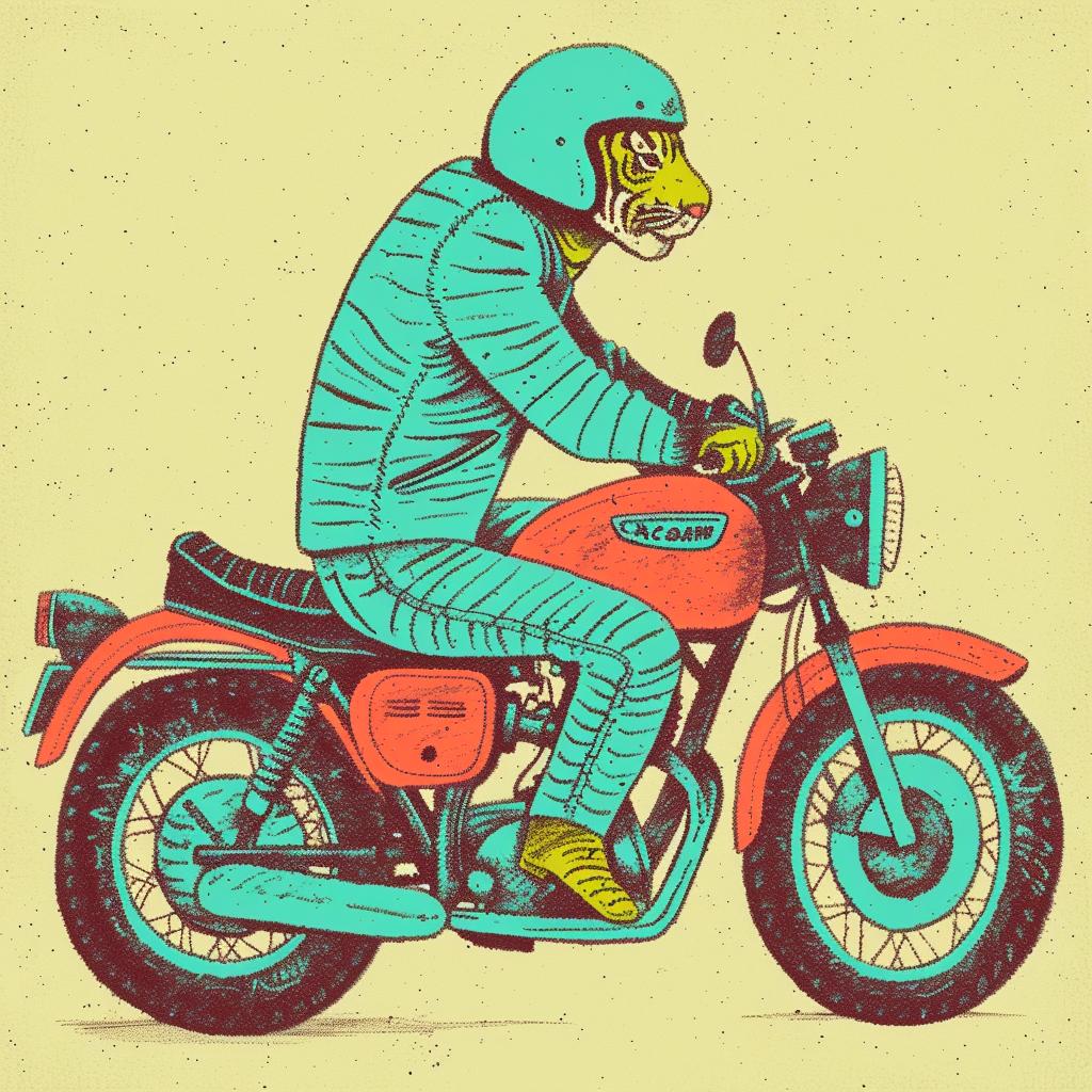 tiger  motorcycle  helmet  action  adventure  man  character  dynamic  illustration  art 941065