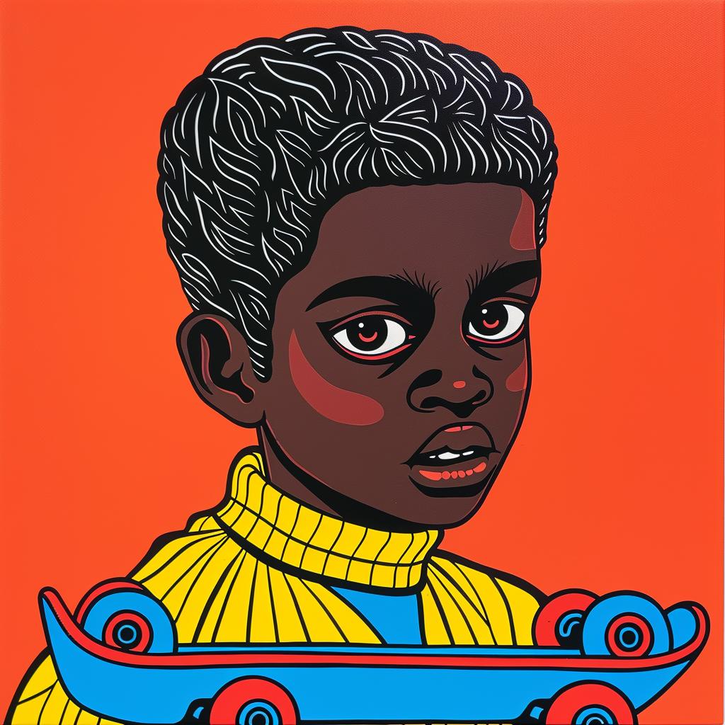 skater  boy  African  American  brown  skin  skateboard  painting  youth  urban 973801
