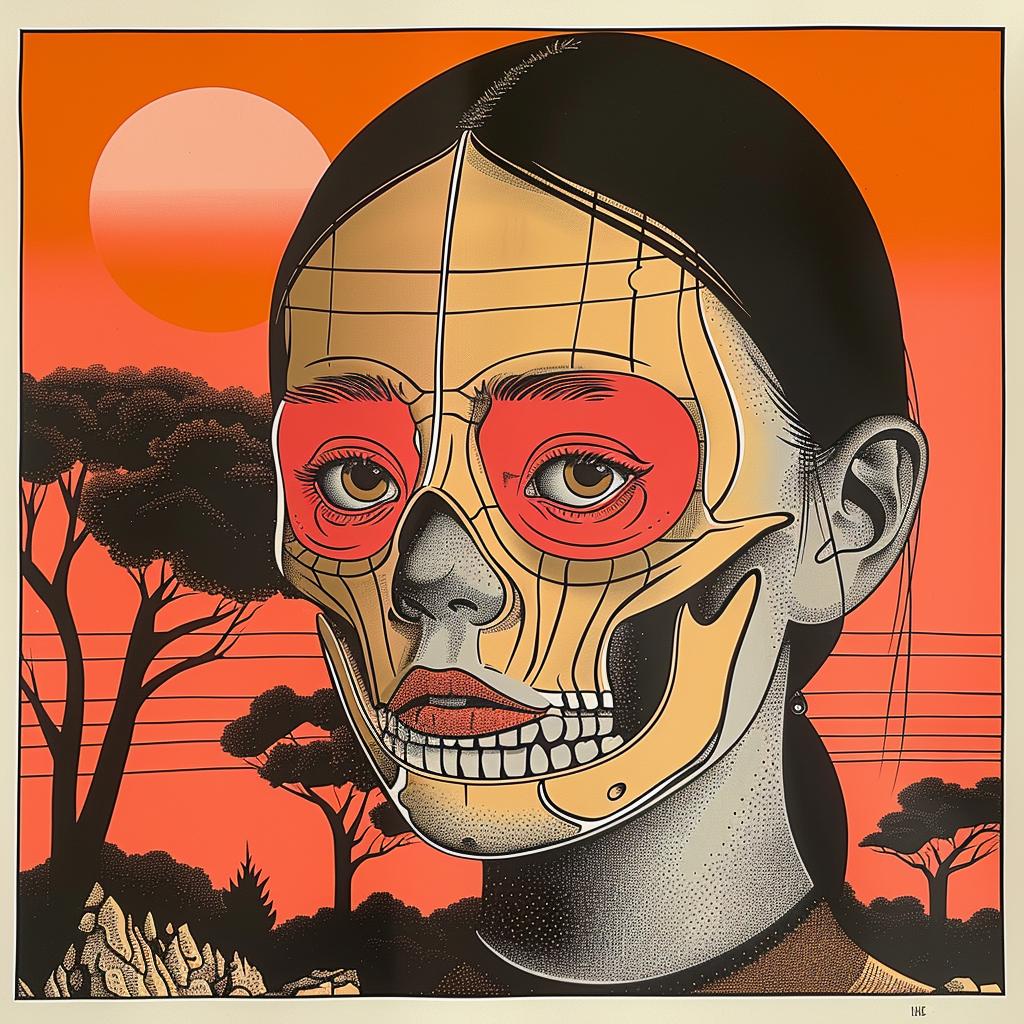 poster  woman  skull  face  graphic  art  horror  illustration  stylized  dark 1020339