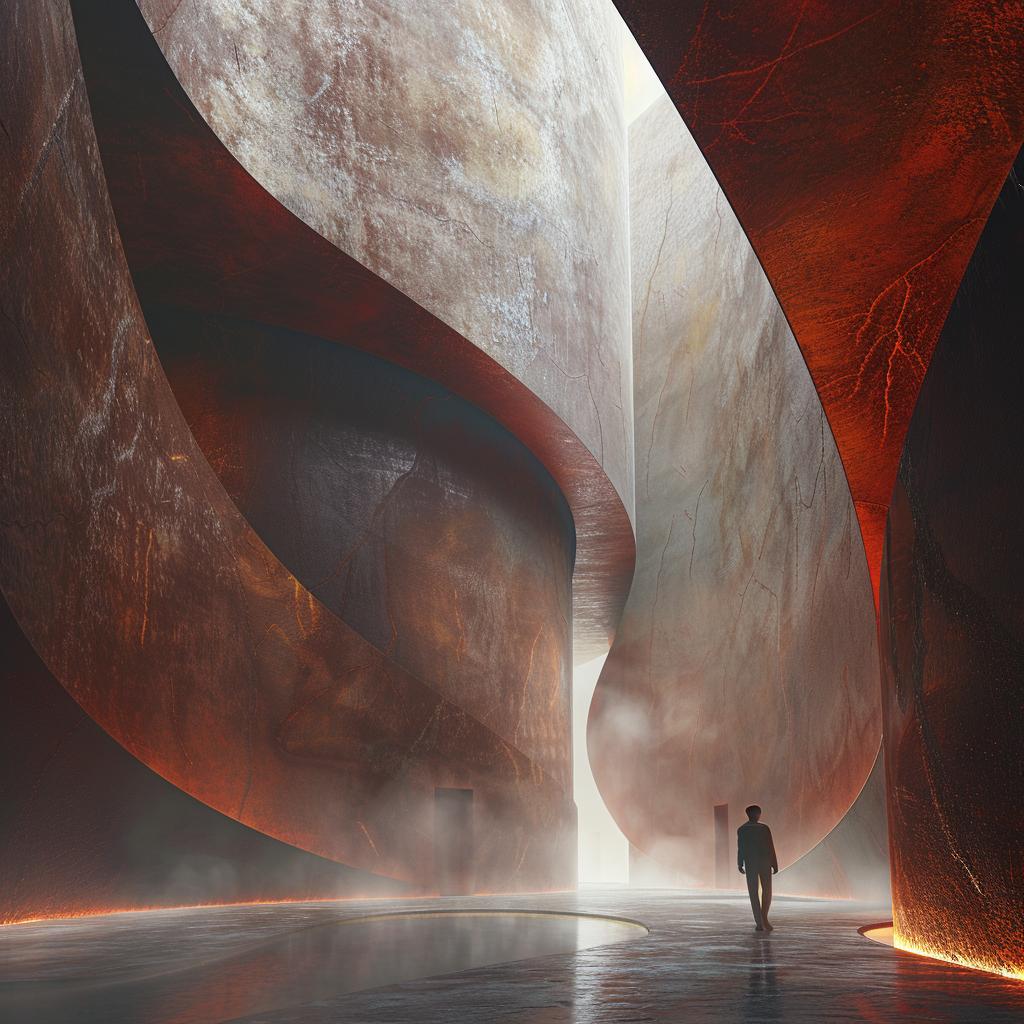 space  curved  architectural  photobashing  pensive  mist  monolithic  scale  humanform  realistic 960093