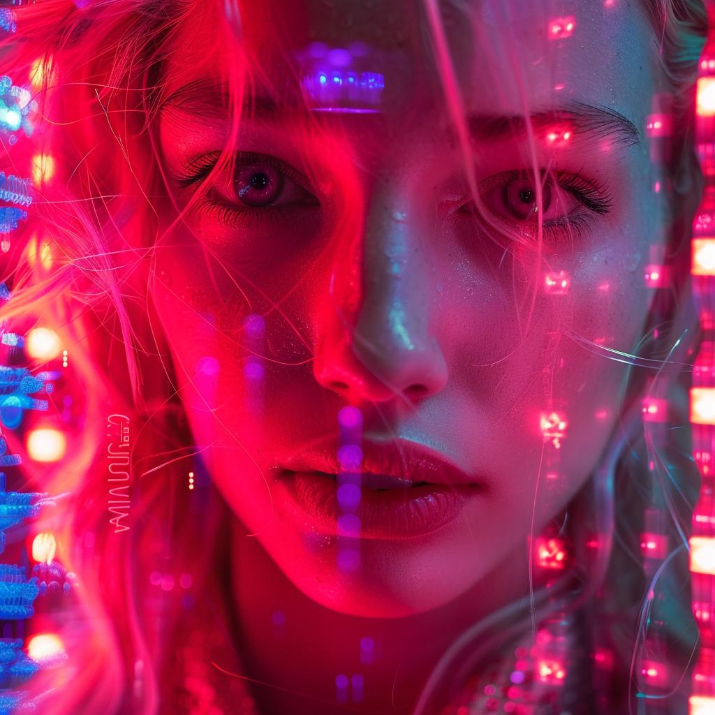 album  cover  surreal  neon  cyborg  woman  lights  creative  vivid  digital 976329