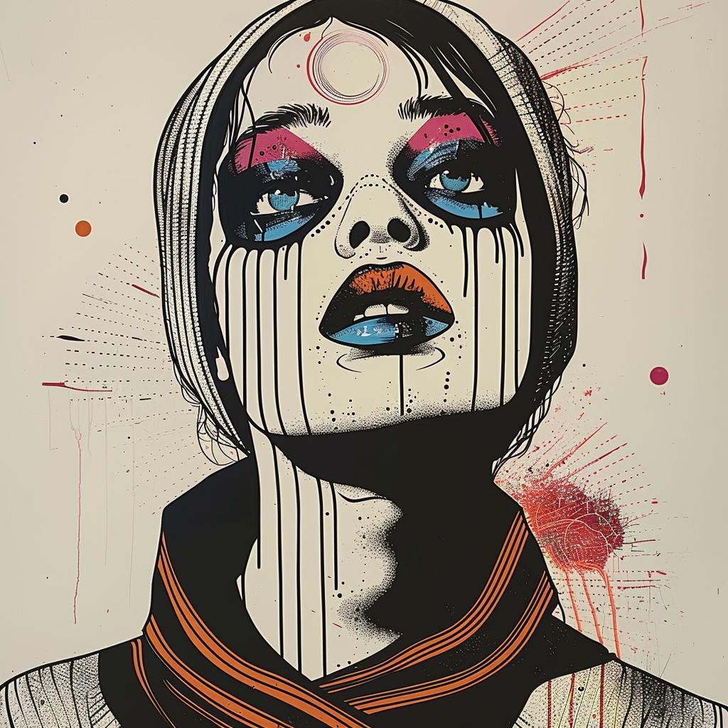 pop  art  sweaterman  model  eyes  blood  Troy  Brooks  makeup  painting 939553