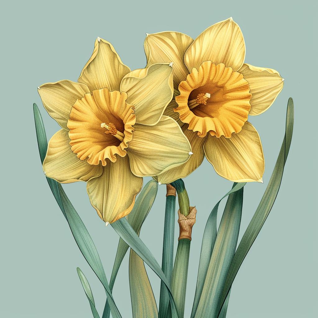 illustration  yellow  daffodils  blue  flowers  botanical  artwork  colorful  nature  fresh 971584