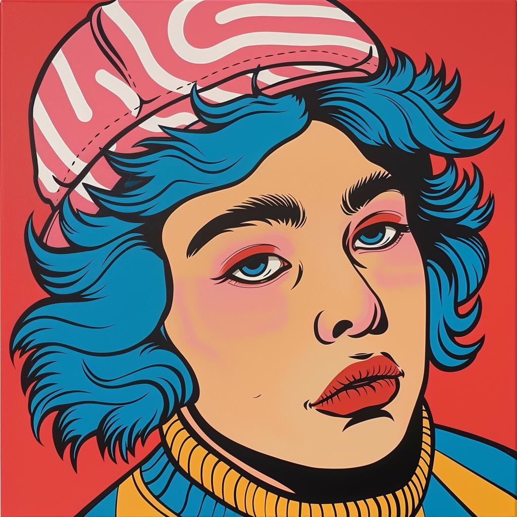 painting  woman  blue  hair  pink  hat  character  whimsical  colorful  DrSeuss 1024721