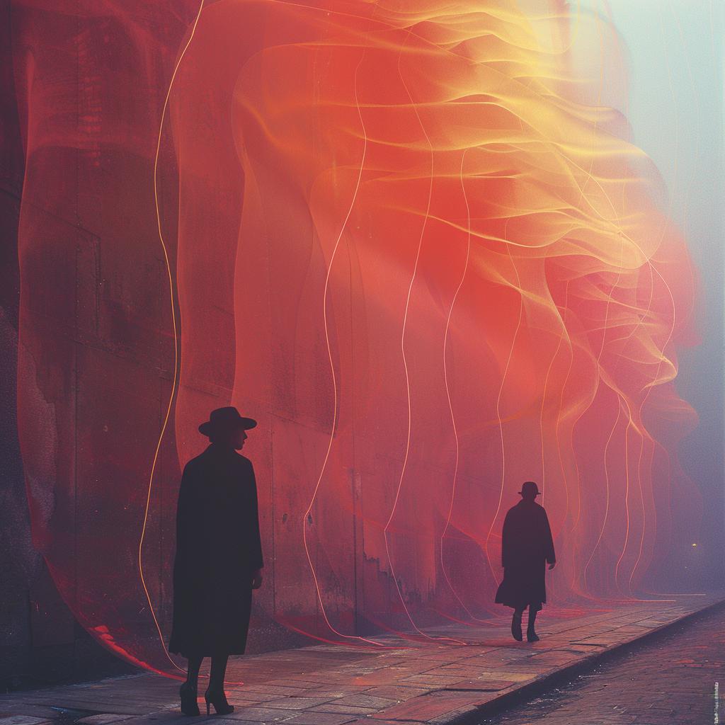 quantum  waves  surreal  double  exposure  red  smoke  street  NYC  lifestyle 1028549