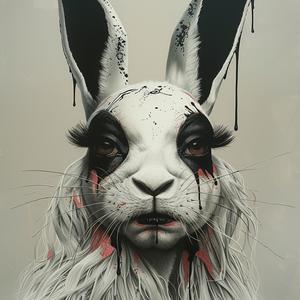 rabbit  dripping  blood  makeup  painting  dark  surreal  art  illustration  emotion 1071963