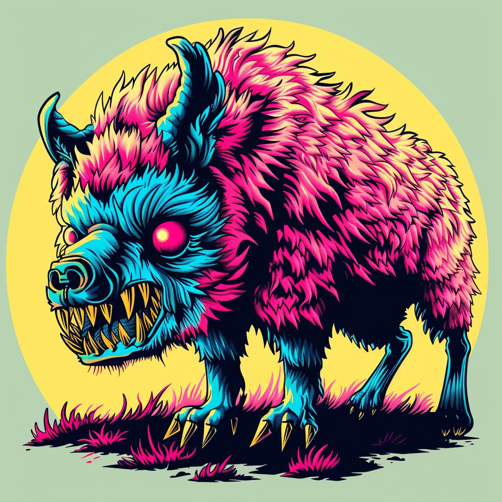 wolf-sheep  creature  comic  colorful  boar  horns  illustration  pink  cyan  surreal 927918
