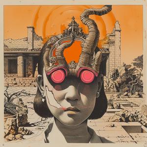 chromolithography  deathmetal  japanese  horror  woman  giant  hat  dark  surreal  art 1037106