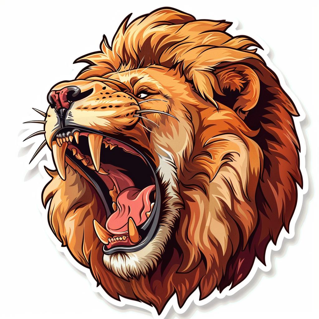 lion  sticker  3D  contour  vector  realistic  warm  color  detailed  white 971987