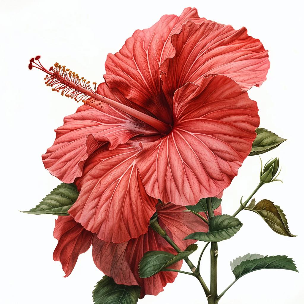 painting  hibiscus  flower  red  botanical  nature  art  vibrant  detailed  colorful 971852